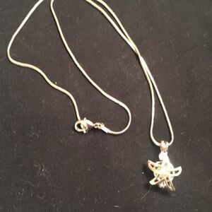 Silvertone Chain and Starfish Wish Pearl